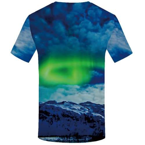 Aurora T shirts Men Mountain Shirt Print Harajuku Tshirts Novelty Cloud T-shirts Graphic Space Tshirt Printed Short Sleeve - KYKU