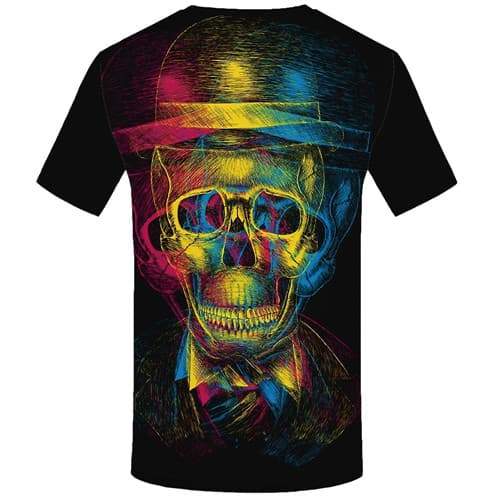 
Skull T-shirt Men Graffiti Tshirts Novelty Skeleton T-shirts Graphic Colorful Tshirts Casual Psychedelic T shirts Funny - KYKU
                