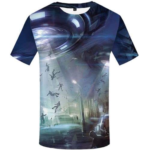 Alien T-shirt Men Ufo T-shirts Graphic Cartoon Shirt Print War T-shirts 3d Punk Tshirts Casual Short Sleeve Punk Rock Men/women - KYKU