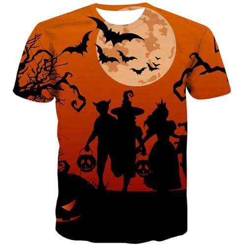 Halloween T shirts Men Bat Tshirt Anime Moon Shirt Print Terror T-shirts Graphic Cosplay Tshirts Cool Short Sleeve Full Print - KYKU