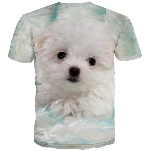 
shirt Little White dog Puppy Cute Pets 3D tshirt Casual art costume man big Smart dogs
                