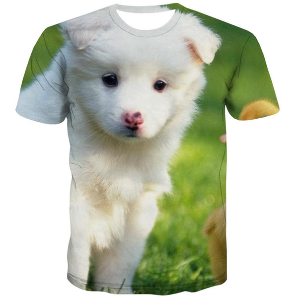 
Little White dog t shirts Cool Puppy Cute Pets art costume big Smart dogs Casual man
                
