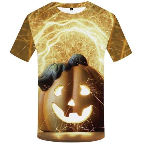 Halloween T shirts Men Psychedelic Shirt Print Pumpkin Tshirts Novelty Fire T-shirts 3d Short Sleeve Fashion Men women Tee - KYKU