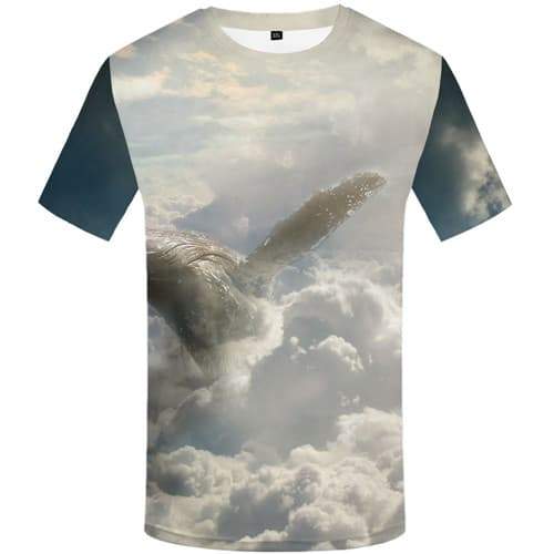 Fish T-shirt Men Animal Tshirts Casual Sky Tshirt Anime Cloud Shirt Print Abstract Tshirt Printed Short Sleeve Full Print Mens - KYKU