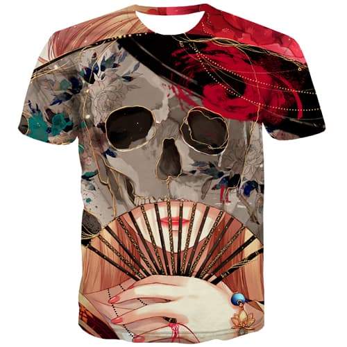 Skull T shirts Men Funny T shirts Funny Punk Rock T-shirts 3d Street Tshirts Casual Hip Hop T-shirts Graphic Short Sleeve - KYKU