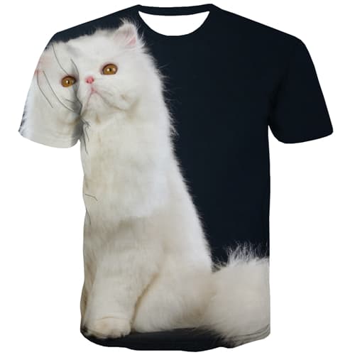 Animal T-shirt Men Cat Tshirt Printed Hip Hop T shirts Funny Black Tshirt Anime Street T-shirts Graphic Short Sleeve Fashion - KYKU