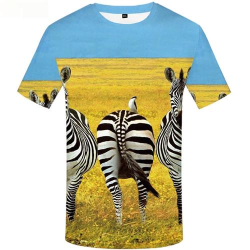 Zebra T-shirt Men Animal Tshirts Cool Sky T-shirts Graphic Yellow Tshirt Printed Weed Tshirts Novelty Short Sleeve Fashion