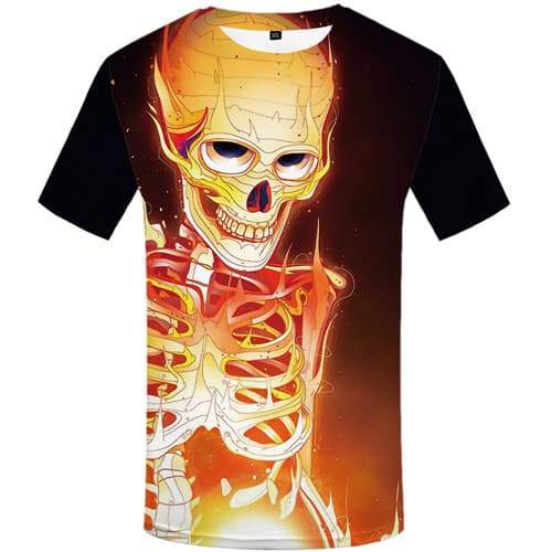 Skull T-shirt Men Skeleton Tshirts Novelty Flame T-shirts Graphic Gothic Tshirts Cool War T-shirts 3d Short Sleeve T shirts Men - KYKU