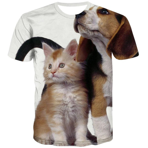 
t shirt animal docile pets Hip hop tshirt 3D Cool cat and dog men art costume
                