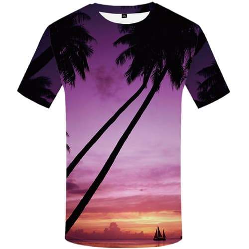 Harajuku T shirts Men Tree Tshirts Novelty Colorful Shirt Print Ocean Tshirts Cool Cloud Tshirt Printed Short Sleeve summer Men - KYKU