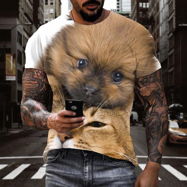 
shirt animaltee shirt docile petscat and dog Cool men art costume
                