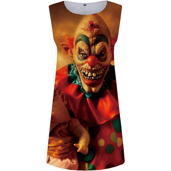 Clown Dresses Women Gun Halter Sleeveless Usa Bodycon Dress War Vestido Sexy Dollar 3d Print Womens Clothing Party