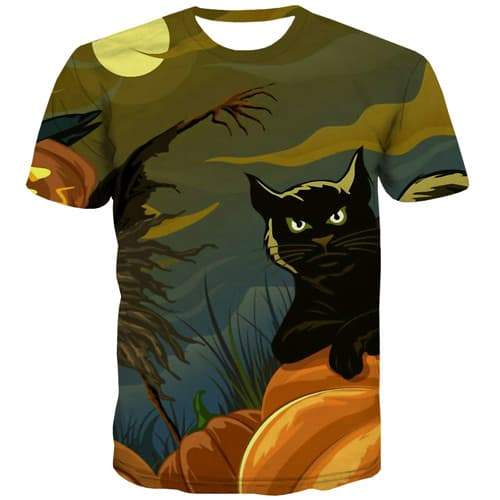 Pumpkin T shirts Men Halloween Shirt Print Moon T-shirts Graphic Painting Tshirt Anime Fnny Tshirts Novelty Short Sleeve Hip hop - KYKU