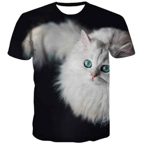 Cat T-shirt Men Animal Tshirt Anime Lovely T-shirts Graphic Black T shirts Funny Harajuku T-shirts 3d Short Sleeve summer Unisex - KYKU