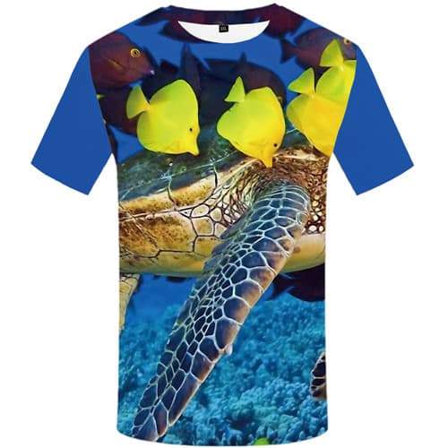 Fish T shirts Men Animal Tshirts Novelty Tracksuits Tshirt Printed Ocean T-shirts 3d Turtle T-shirts Graphic Short Sleeve - KYKU