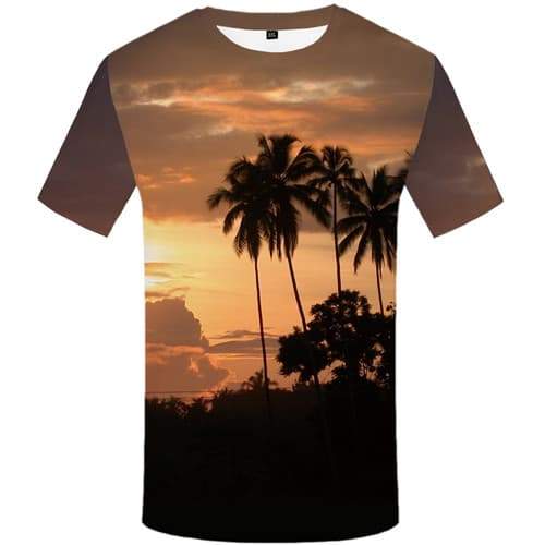Coconut Tree T-shirt Men Cloud T shirts Funny Harajuku Tshirts Cool Forest Tshirts Novelty Tropical T-shirts 3d Short Sleeve - KYKU