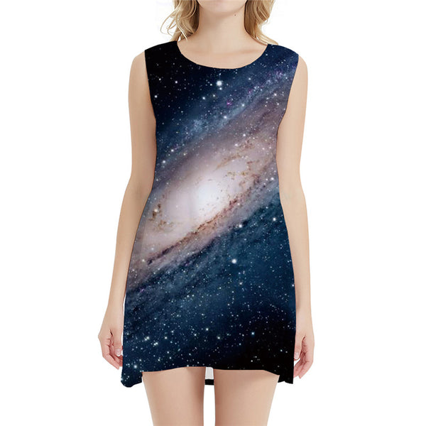 Galaxy Dresses Women Space Ladies Dresses Nebula Halter Sleeveless Vortex 3d Print Gothic Sundress Womens Clothing Club