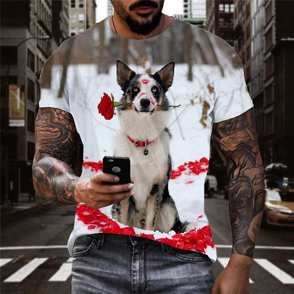 
dog tshirt Novelty 3D shirt Puppy Cute Pets Cool men art costume big Smart dogs
                
