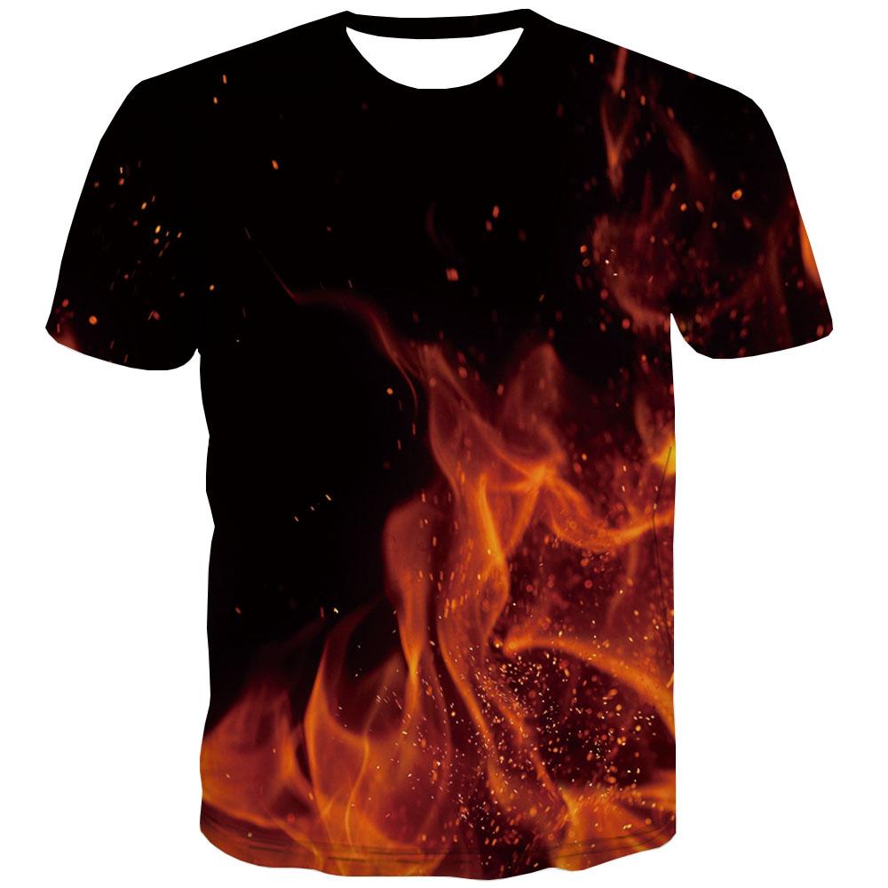 Fire T shirts Men Smoke T-shirts Graphic Casual Tshirt Printed Flame Tshirts Cool Graphic T-shirts 3d Short Sleeve T shirts Mens - KYKU