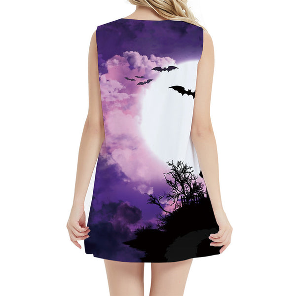 
Halloween Dress Women Castle Office Bat Ladies Dresses Moon Sundress Sexy Boho Womens Clothing Summer
                