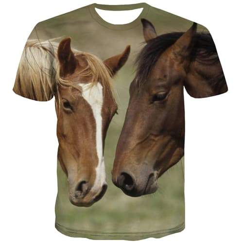 Animal T-shirt Men Horse T-shirts Graphic Lovely T-shirts 3d Funny Tshirts Novelty Street Tshirt Printed Short Sleeve summer Men - KYKU