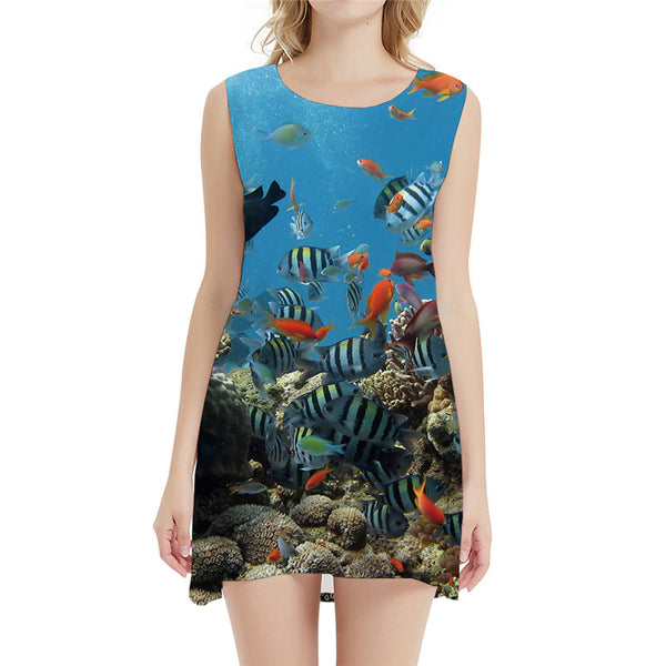 Fish Dress Women Tropical Sundress Ocean Korean Style Carp Sexy Animal 3d Print Womens Clothing Elegant