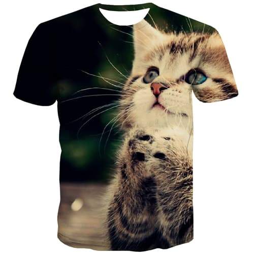 Cat T shirts Men Animal Tshirts Cool Lovely Tshirts Novelty Funny T-shirts 3d Street Tshirt Printed Short Sleeve Fashion Unisex - KYKU