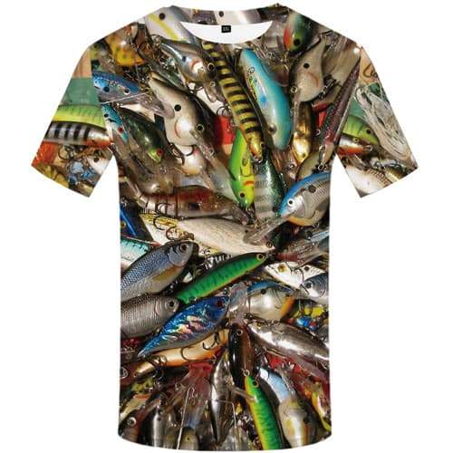 Fish T-shirt Men Fisherman T shirts Funny Animal Tshirt Anime Tropical T-shirts 3d Fishinger Shirt Print Short Sleeve T shirts - KYKU