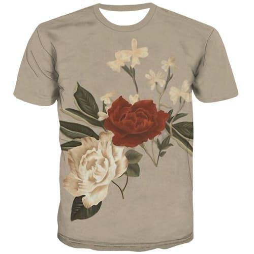 Flower T-shirt Men Abstract Tshirts Casual Graffiti T-shirts 3d Harajuku Shirt Print Short Sleeve Hip hop Men women Tee Top Slim - KYKU