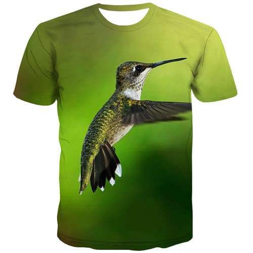 Bird T shirts Men Funny Tshirts Cool Green Shirt Print Fly T-shirts Graphic Lovely T-shirts 3d Short Sleeve Hip hop Mens Tee Top - KYKU