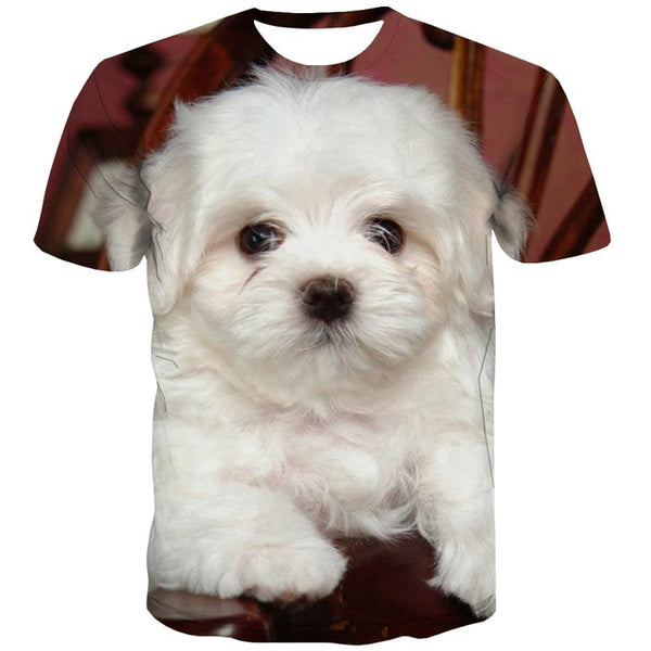 
Little White dog tshirts Puppy Cute Pets t shirt 3D man big Smart dogs Cool art costume
                