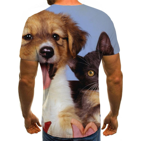 
animal tshirt docile pets shirt tee men cat and dog Cool art costume
                