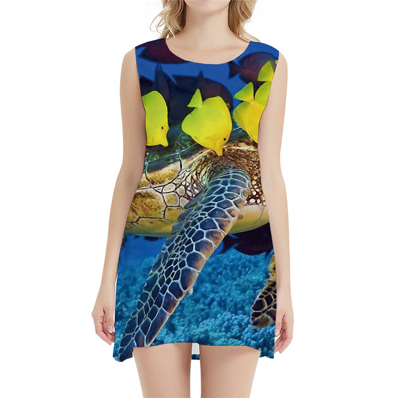 Fish Dress Women Animal Tank Tracksuits Ladies Dresses Ocean Short Turtle Sexy Womens Clothing Summer
