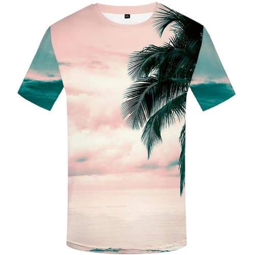 Coconut Tree T-shirt Men Ocean Tshirts Novelty Cloud T-shirts 3d Harajuku T-shirts Graphic Leaf T shirts Funny Short Sleeve - KYKU