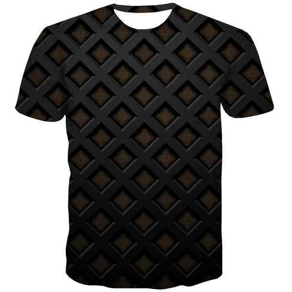 
black grid pattern t shirt Cool special texture different Casual men art costume
                