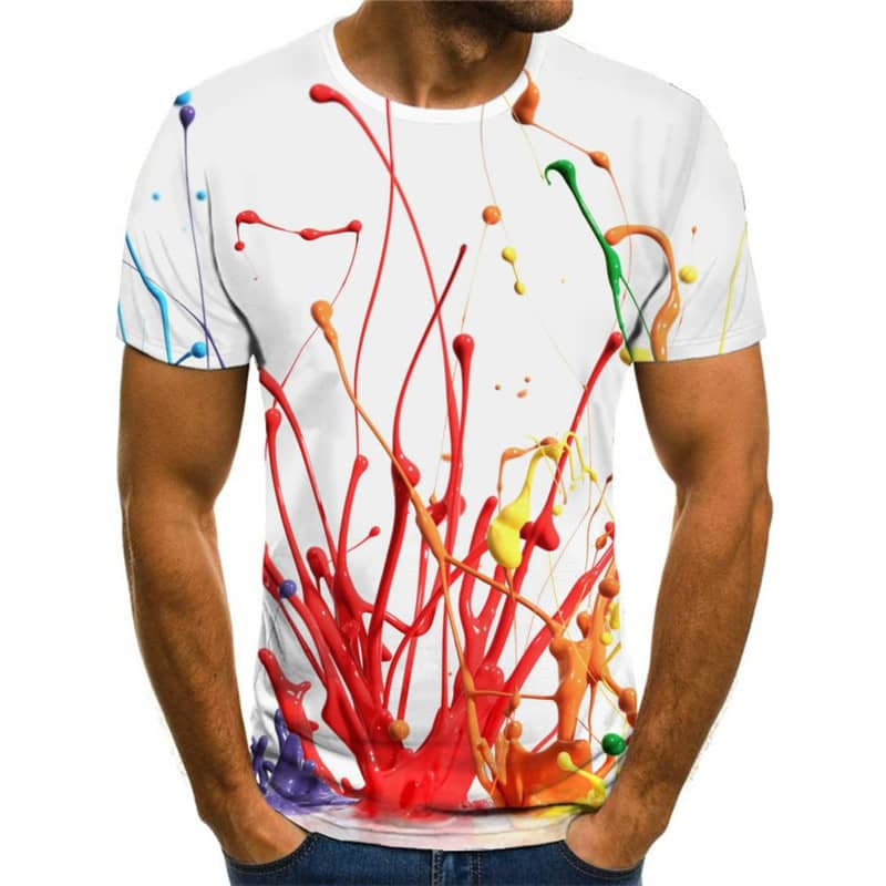 abstract tshirt  Casual shirt 3D personality  art costume men's Casual fun geometric colorful art