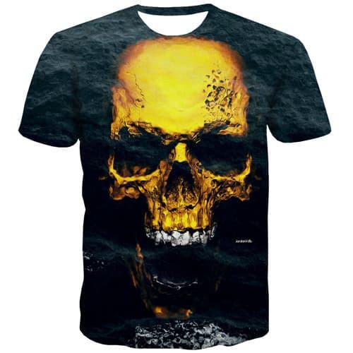 Skull T shirts Men Metal Tshirts Casual Street Tshirt Printed Hip Hop T-shirts 3d Gothic Tshirts Cool Short Sleeve T shirts - KYKU