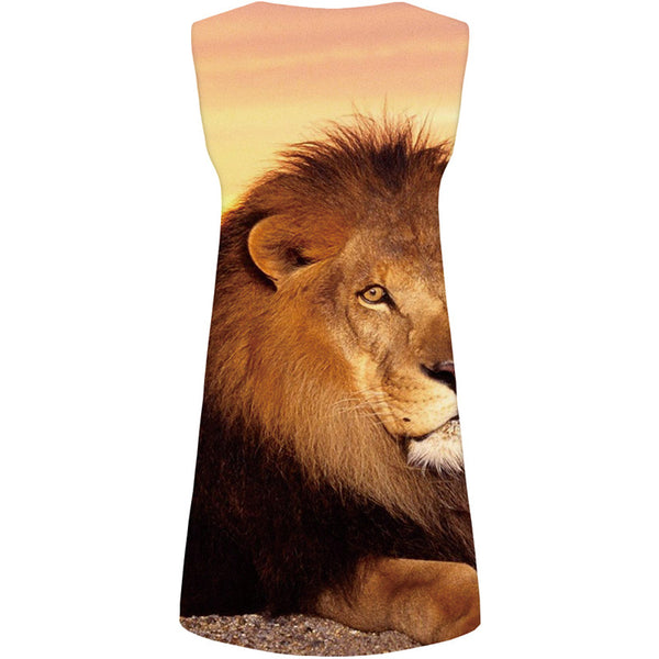 Lion Dresses Women Animal Sundress King Halter Sleeveless Gothic Ladies Dresses Womens Clothing Plus Size