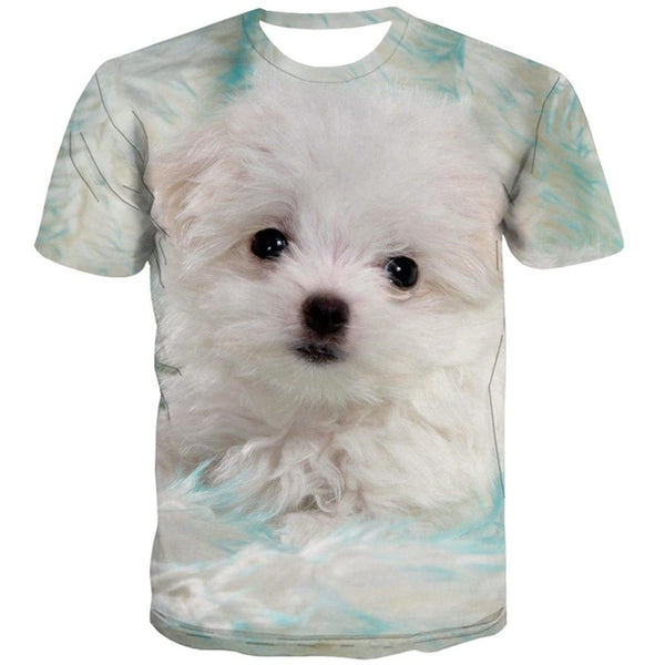 
shirt Little White dog Puppy Cute Pets 3D tshirt Casual art costume man big Smart dogs
                