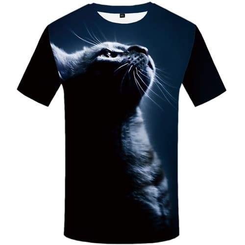 Cat T-shirt Men Animal T shirts Funny Space Tshirts Casual Harajuku T-shirts Graphic Short Sleeve Full Print Unisex Tee Top Slim - KYKU