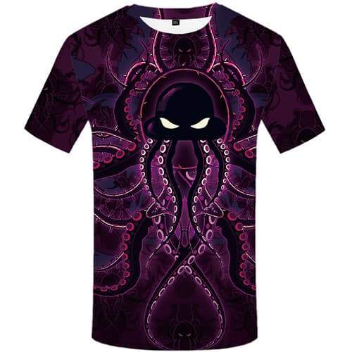 Octopus T-shirt Men Animal Tshirts Novelty Purple Tshirts Casual Harajuku T shirts Funny Short Sleeve Full Print Men/women - KYKU