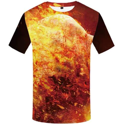 Flame T-shirt Men War T shirts Funny Harajuku Tshirts Cool Gothic Tshirts Novelty Fire T-shirts Graphic Short Sleeve summer - KYKU