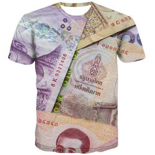 Money T shirts Men Thai Baht Tshirt Anime Thailand T shirts Funny Geometric T-shirts 3d Harajuku Tshirts Casual Short Sleeve - KYKU