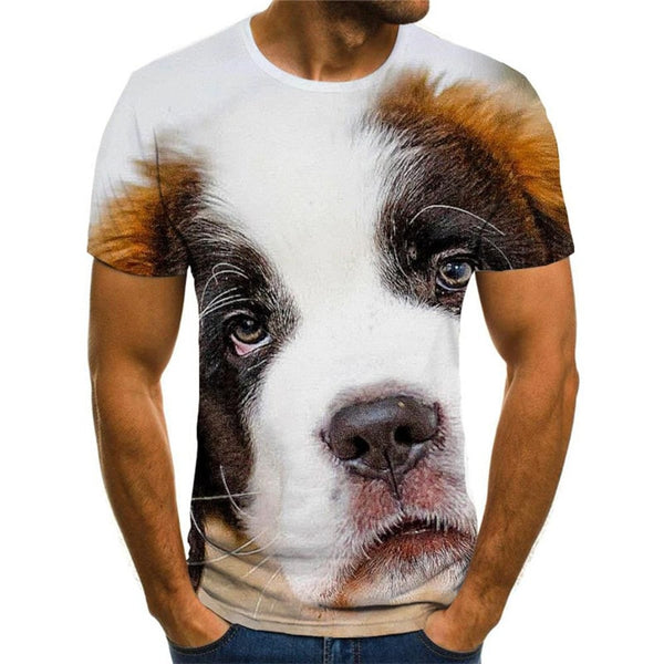 t shirts dog Puppy Cute animal 3D tshirt art costume big Smart dogs men's Casual