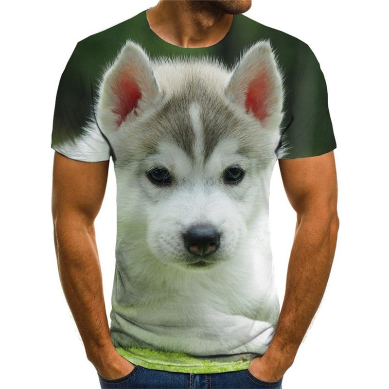Husky dog shirts Puppy Cute Pets t shirt 3D men Casual art costume big Smart Husky dogs
