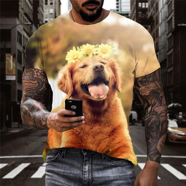 
Golden Retriever dog tshirt Cool Puppy Cute Pets Cool man art costume big Smart dogs
                