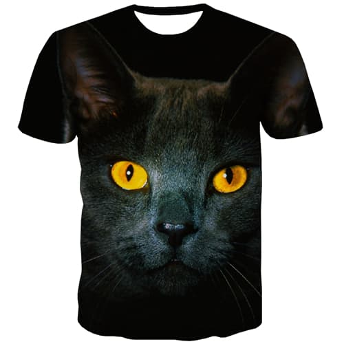 Animal T shirts Men Cat T-shirts 3d Lovely T shirts Funny Black Tshirt Printed Harajuku Tshirts Cool Short Sleeve Punk Rock - KYKU