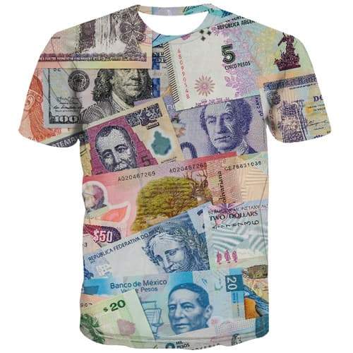 Money T shirts Men Abstract Tshirt Anime Russia Tshirts Novelty Character Tshirts Cool Harajuku Tshirt Printed Short Sleeve - KYKU