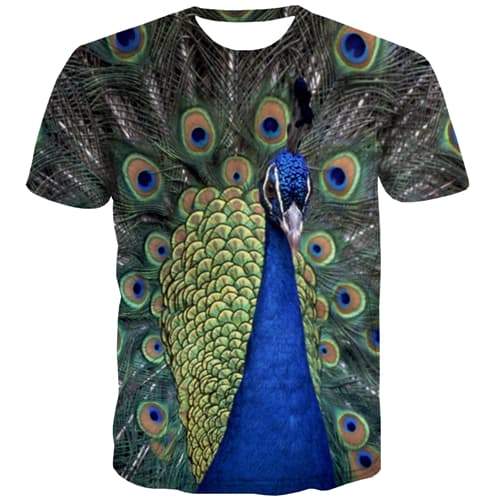 Peacock T-shirt Men Fashion T-shirts Graphic Colorful Tshirts Cool Graffiti Shirt Print Street Tshirt Anime Short Sleeve summer - KYKU