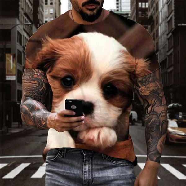 
shirt dog tee shirt Puppy Cute animal big Smart dogs Casual male art costume
                